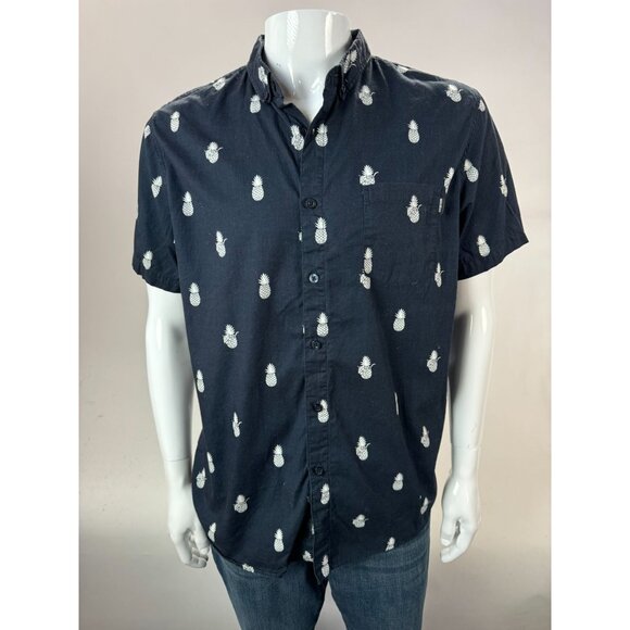 Mens Hawaiian Shirt By Molokai Surf Co. Pineapple Print Short Sleeve Button-Up L - Picture 12 of 16